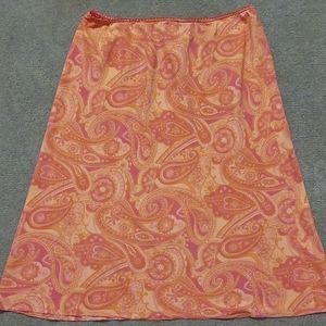 NY and Co 100% Silk Skirt in stunning coral and pink paisley, size L